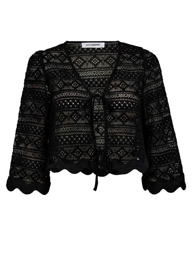 Co\'Couture LaraCC Crochet Tie Blouse Black