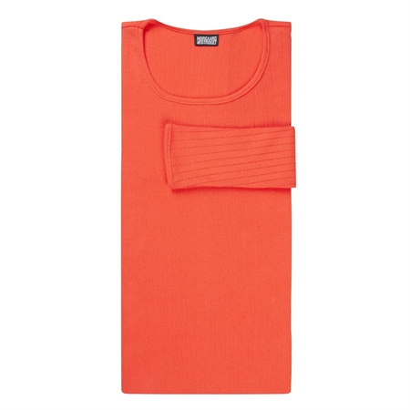 Orange ensfarvet Nørgaard På Strøget 101 Solid Colour bluse i bomuldsrib hos MAAK Shop - model 101675