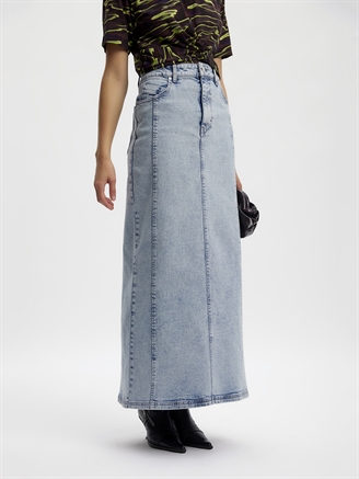 Gestuz JaniceGZ long skirt Washed mid blue