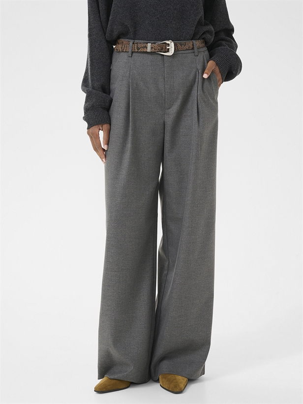 Gestuz GZpaula melange MW wide pants Dark grey melange