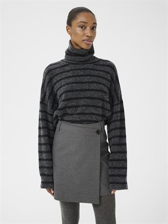 Gestuz GZpaula melange MW wrap skirt Dark grey melange