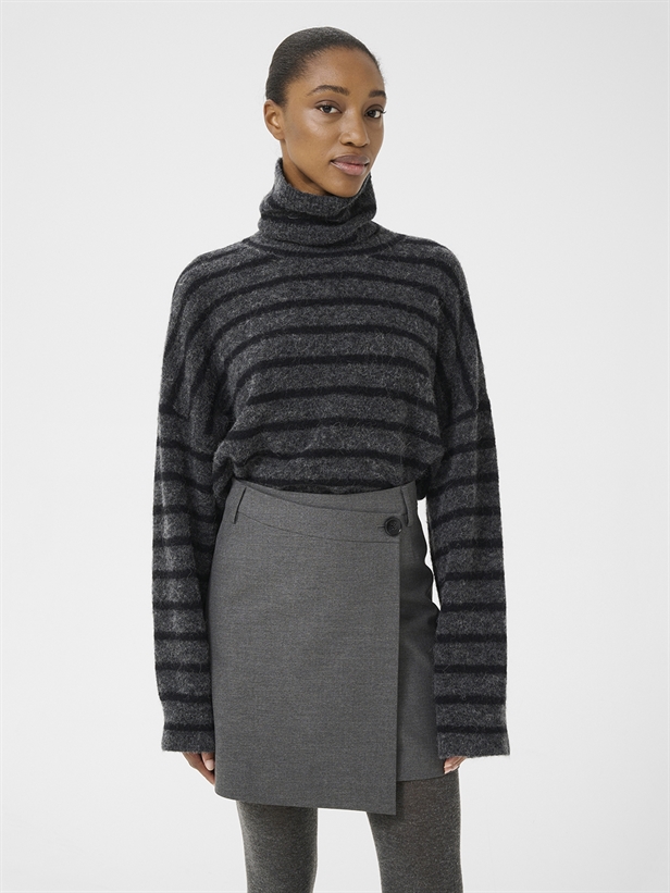 Gestuz GZpaula melange MW wrap skirt Dark grey melange