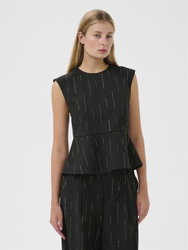 Gestuz GZadira peplum top Dark Grey Melange