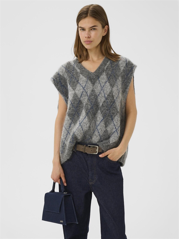 Gestuz GZsasi vest  Check Dark Grey/Grey/Blue comb