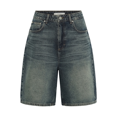 Gestuz GZsusara HW denim Bermuda-shorts i Blue/green wash med høj talje og lige ben
