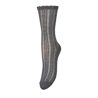 Becksöndergaard Crochia Cotta Sock Dark Grey Melange