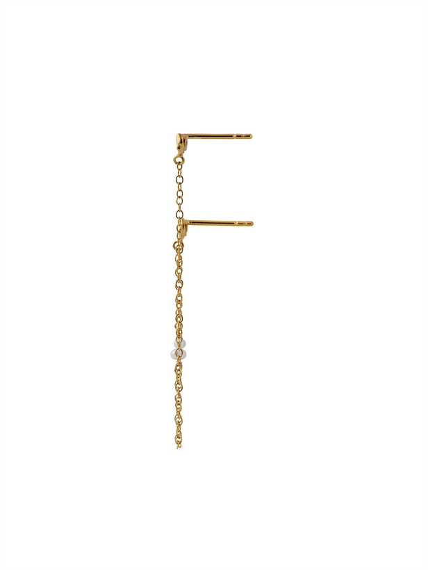 Stine A Twin Flow Earring with Stones Chain & Pearls - Single Guld