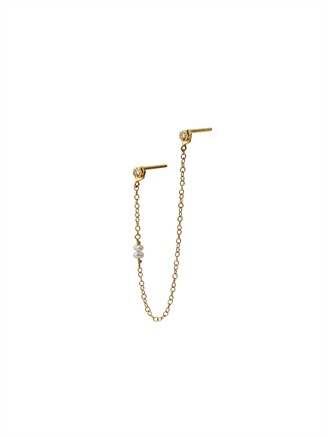 Stine A Twin Flow Earring with Stones Chain & Pearls - Single Guld