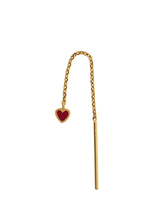 Stine A Dangling Love Heart Burgundy Enamel