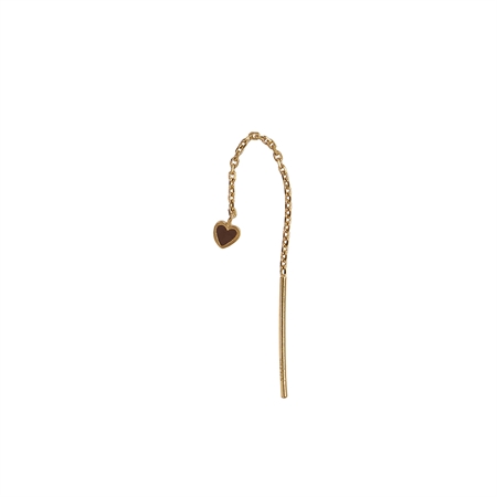 Stine A Dangling Love Heart Mocha Enamel Guld