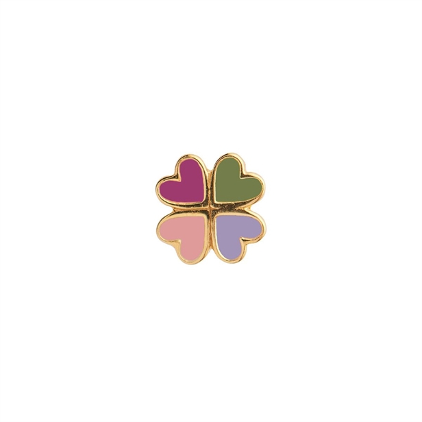 Stine A Love Heart Clover Enamel Earring Pink Fuschia - Single Guld
