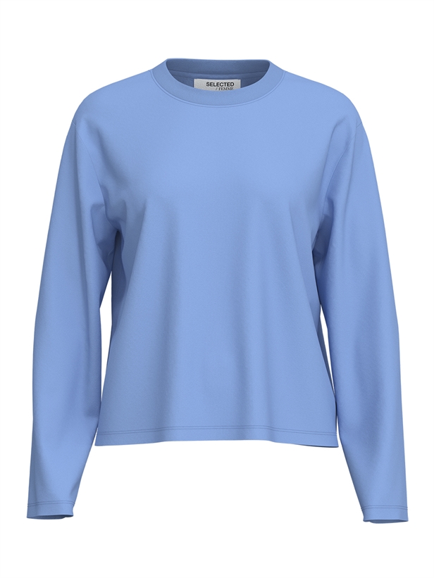 Selected Femme SlfEssential LS Boxy Tee Cornflower Blue