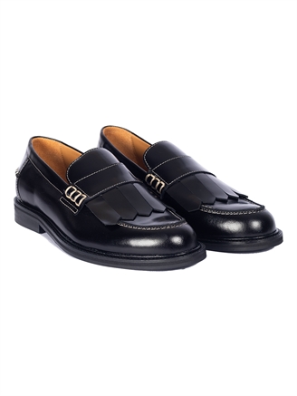 Angulus Klassisk Penny loafer med frynser Black