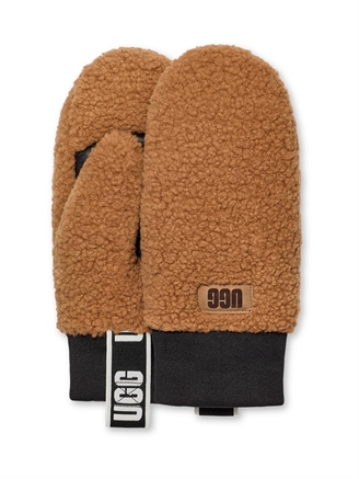 UGG W UGGfluff Mitten With Logo Tape Chestnut