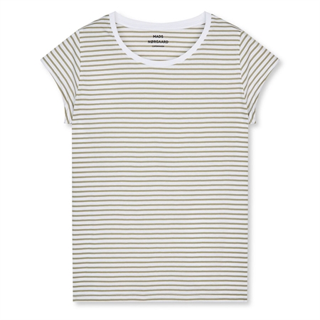 Mads Nørgaard Fine Jersey Stripe Teasy Tee Brilliant White/Overland