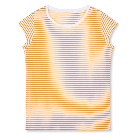 Mads Nørgaard Fine Jersey Stripe Teasy Tee Brilliant White/Zinnia