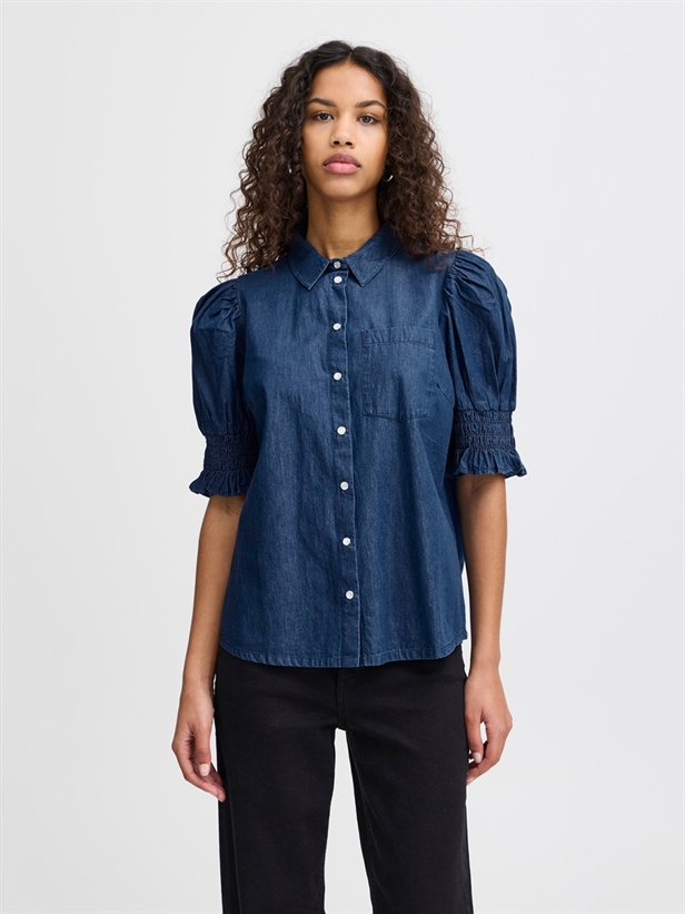 Ichi IhBorgie Shirt Washed dark blue