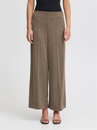 Ichi IhKate Jacquard Pant Java/Almond Milk Herringbone