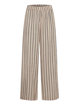 Ichi IaFoxa Striped Beach Pants Doeskin/Black stripe