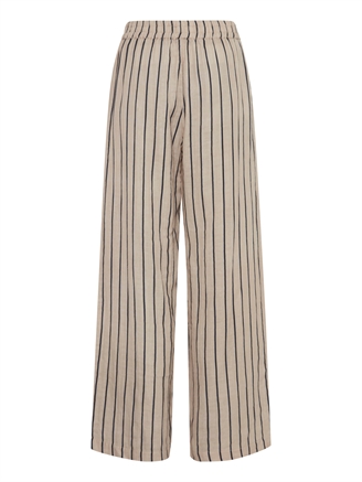 Ichi IaFoxa Striped Beach Pants Doeskin/Black stripe