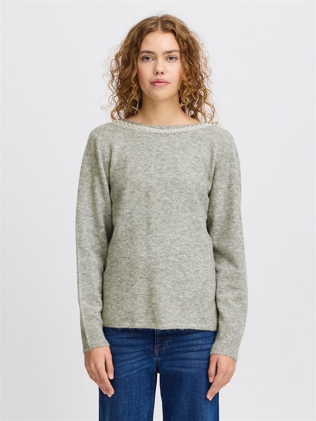 Ichi IhMacon LS Knit Grey Melange