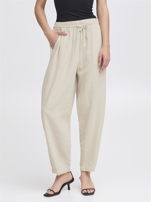 Ichi IhLinno PA Barrel Pants Natural Ecru