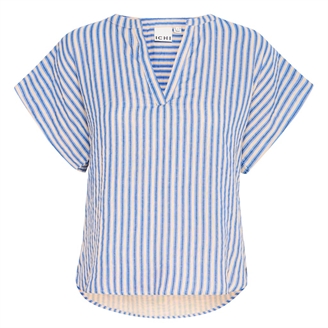 Ichi IaFoxa Striped SS Blouse Della Robbia Blue Stripe