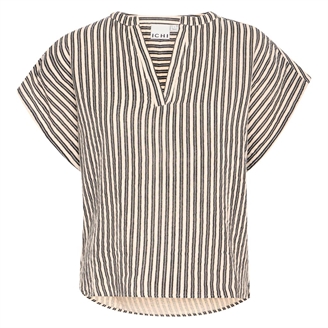 Ichi IaFoxa Striped SS Blouse Black Stripe