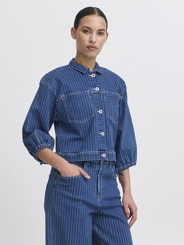 Ichi IhCilk Jacket Medium blue Stripe