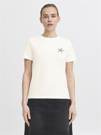 Ichi IhCamino SS T-Shirt Cloud Dancer w. black