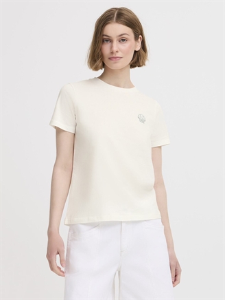 Ichi IhCamino SS T-Shirt Cloud Dancer w. Pine Green