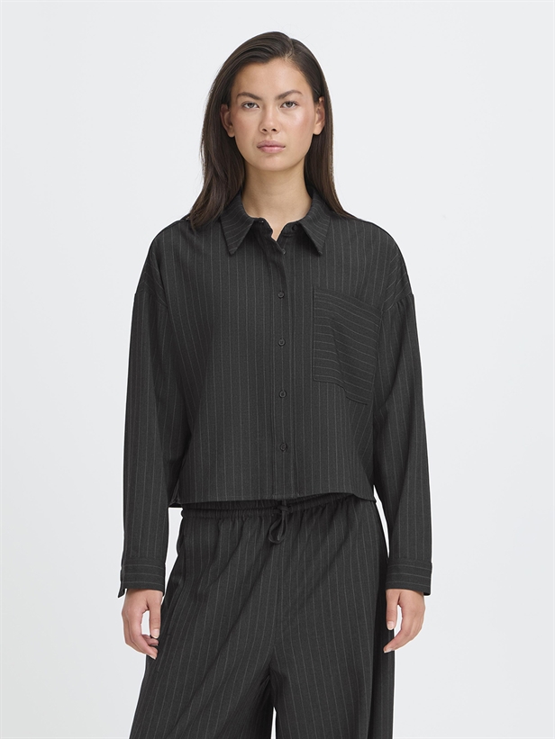 Ichi IxTrine Shirt Gray Pinstripe