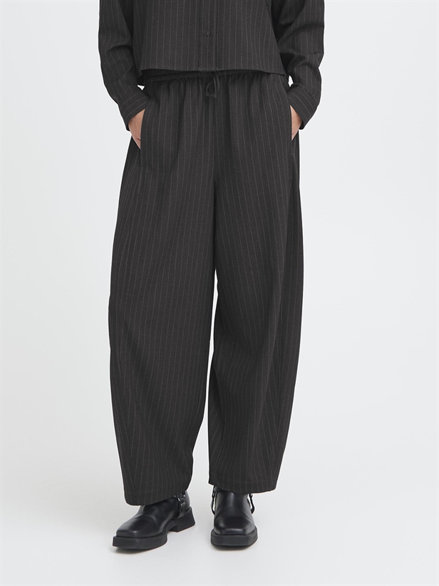 Ichi IxTrine Pants Gray Pinstripe