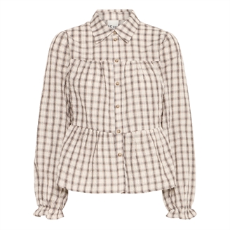 Ichi IxAyla Shirt Oxford Tan W. Checks