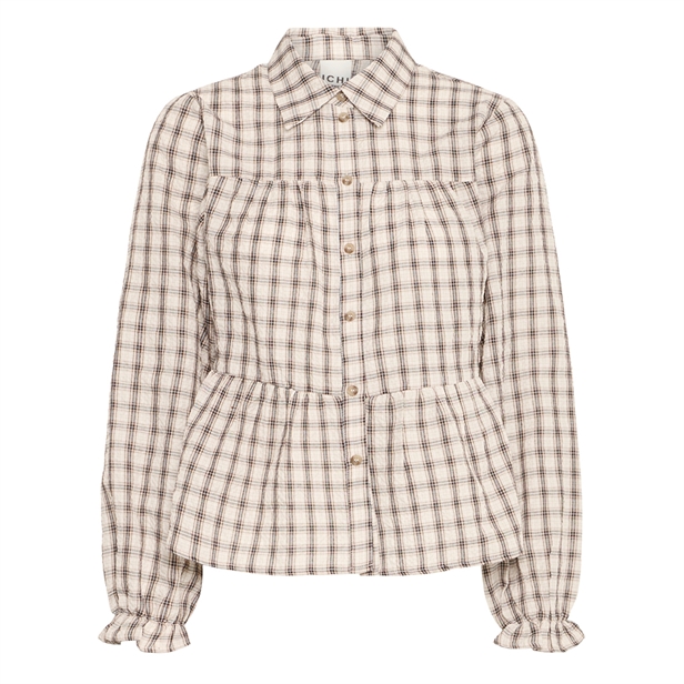 Ichi IxAyla Shirt Oxford Tan W. Checks