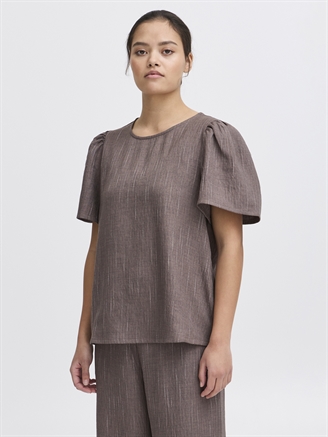 Ichi IxRemi T-Shirt Teak w. pinstripe