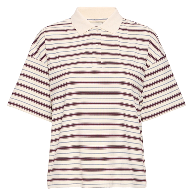 Ichi IxScarlett SS Polo Cloud Dancer w. Port Royale