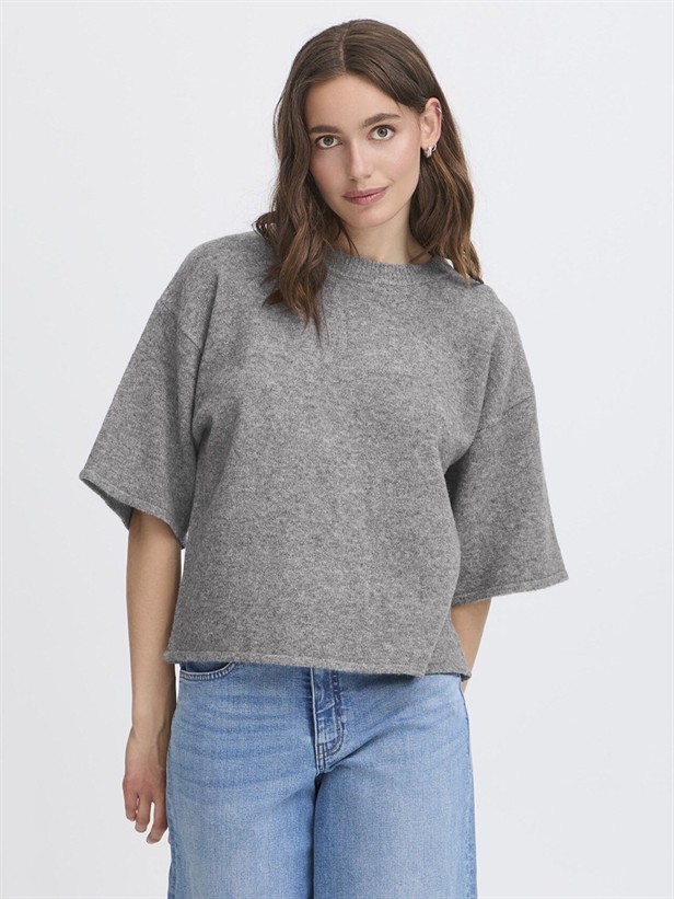 Ichi IhDasila SS Knit Dark grey melange