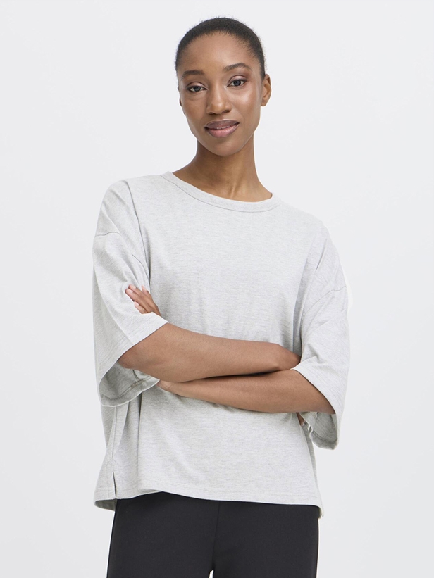 Ichi IhPalmer EX Loose SS T-shirt Grey Melange