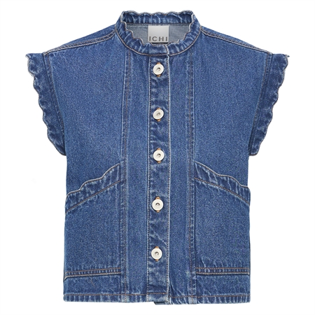 Ichi IhPalou Waistcoat Washed dark blue