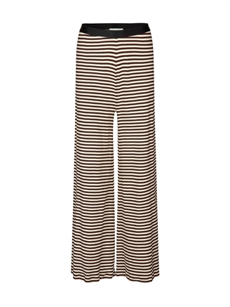 Mads Nørgaard 2x2 Cotton Stripe Veran Pants Stripe Black Coffee/Vanill