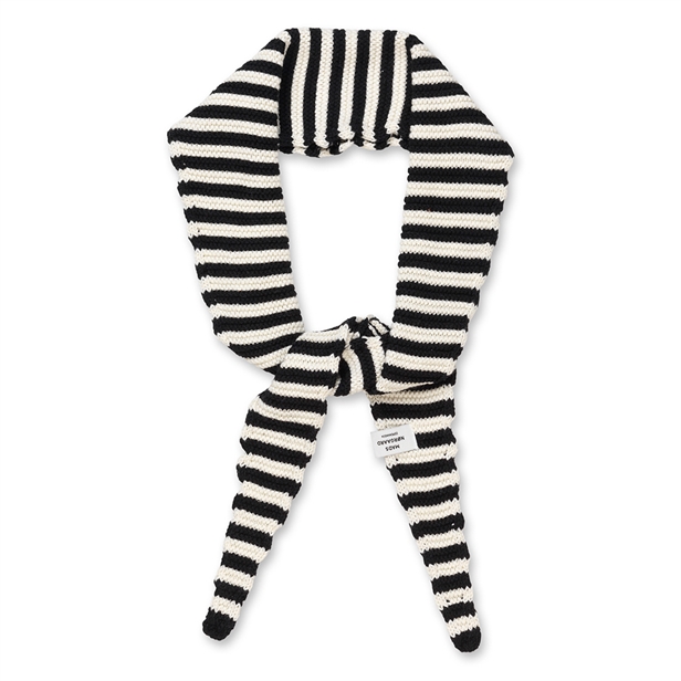 Mads Nørgaard Momo Crochet Stripe scarf Black/Vanilla Ice