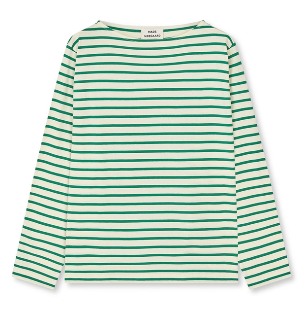 Mads Nørgaard Soft Single Silke Tee LS Vanilla Ice/Verdant Green