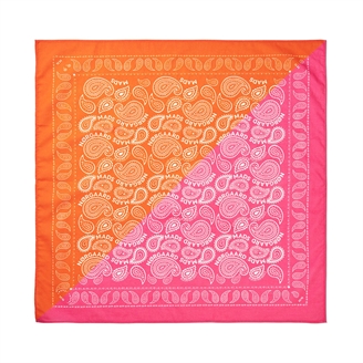 Mads Nørgaard Soft Cotton Paisley Scarf Fandango Pink/Vibrant Orange