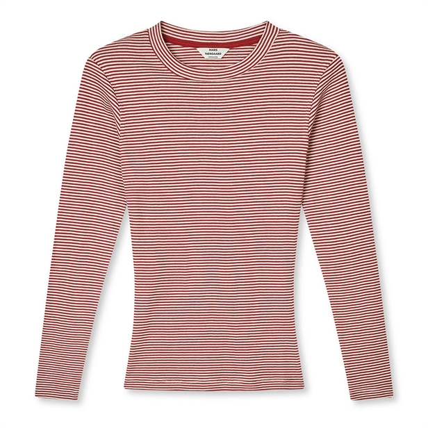 Mads Nørgaard 2x2 Cotton Stripe Tuba Tee LS Winery/Vanilla Ice