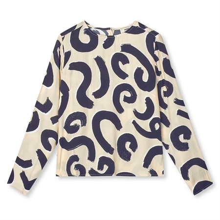 Mads Nørgaard Delicate Twill Flow Top AOP Swirl AOP/Almond Oil
