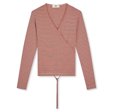 Mads Nørgaard 2x2 Cotton Stripe Susi LS Top Fiery Red/Vanilla Ice