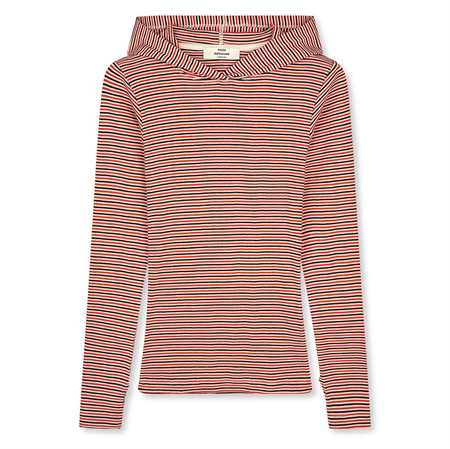 Mads Nørgaard 2x2 Cotton Stripe Tutti Hood Fiery Red/Vanilla Ice 