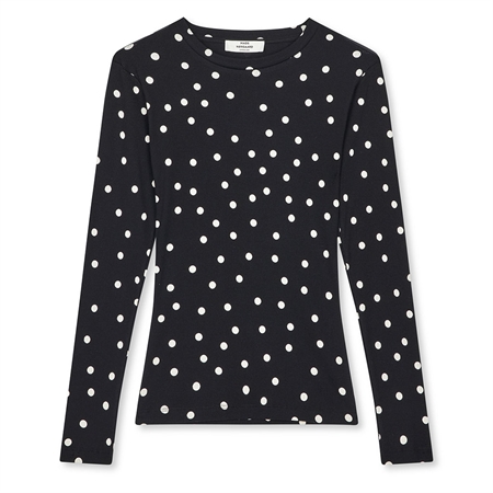 Mads Nørgaard 2x2 Cotton Tuba Tee LS AOP Dot AOP Black