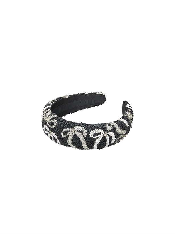 Becksöndergaard Bow Wide Beaded Hairbrace Black